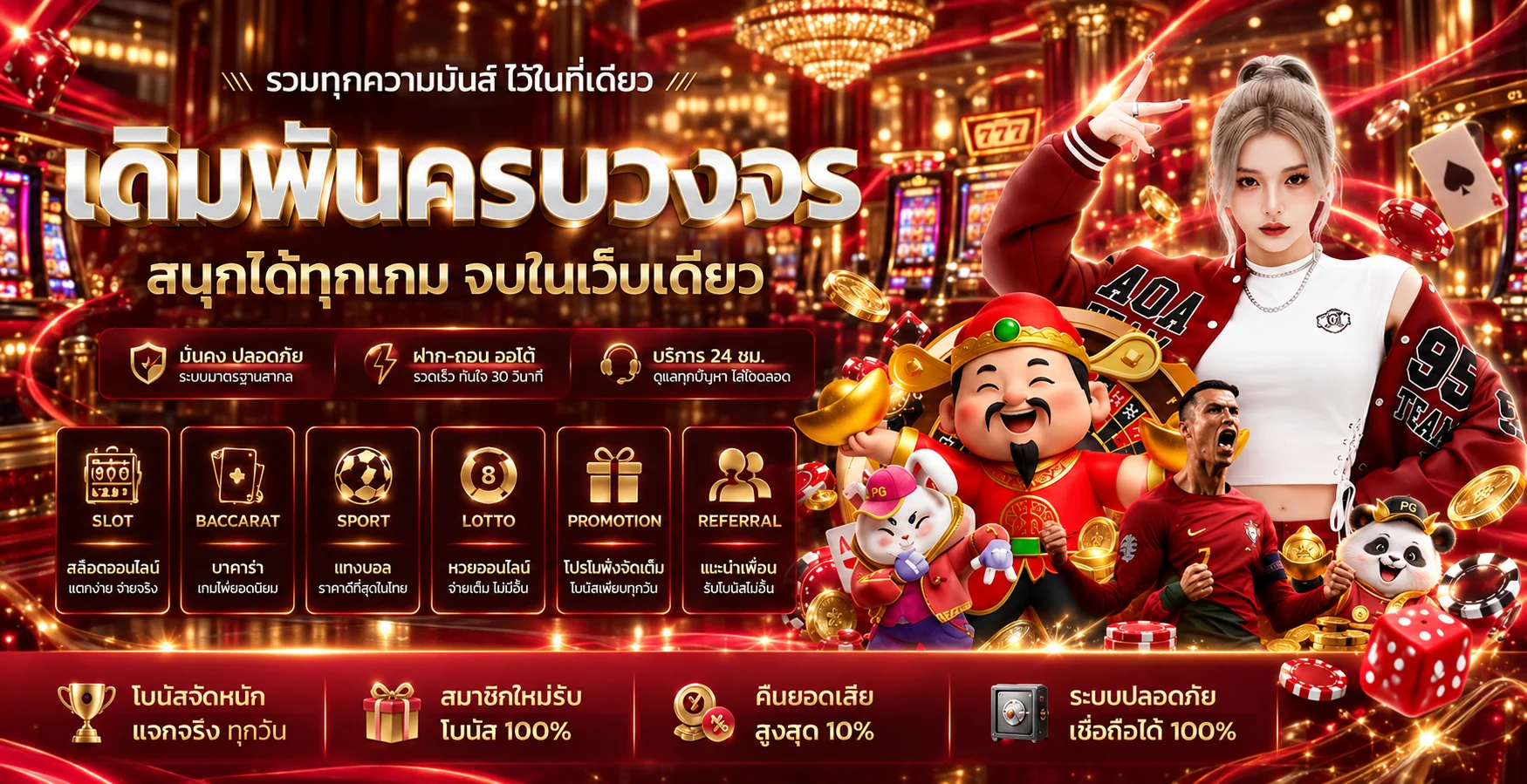 ภาพรวมเกมและบริการ PGSOFTWALLET โทนแดงทอง
